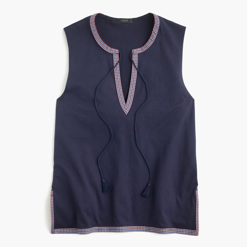 J crew Tank top with Embroidered Trim
